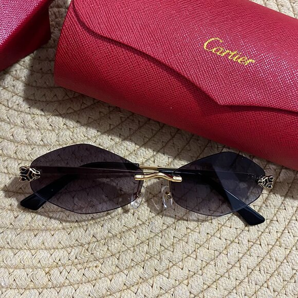 Cartier Accessories - Cartier Gold - Trimmed Unisex Rimless Sunglasses